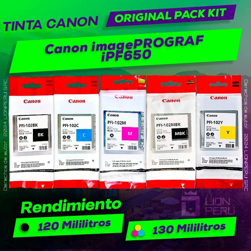 Tinta Canon iPF650 imagePROGRAF Cartucho Original