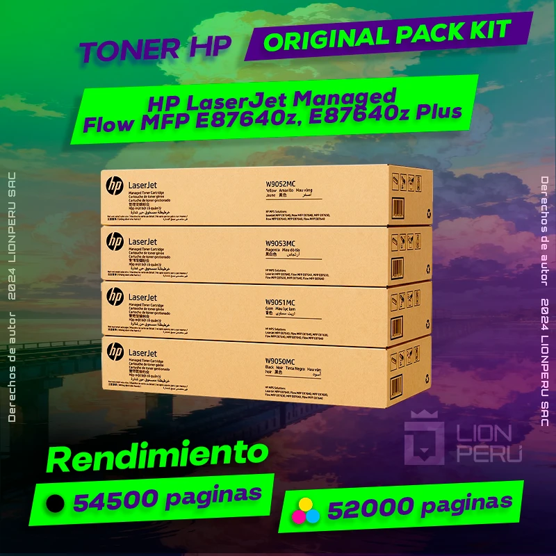 Toner HP Flow MFP E87640z, E87640z Plus LaserJet Managed Original CMYK