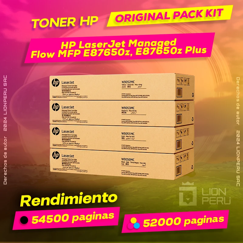 Toner HP Flow MFP E87650z, E87650z Plus LaserJet Managed Original CMYK