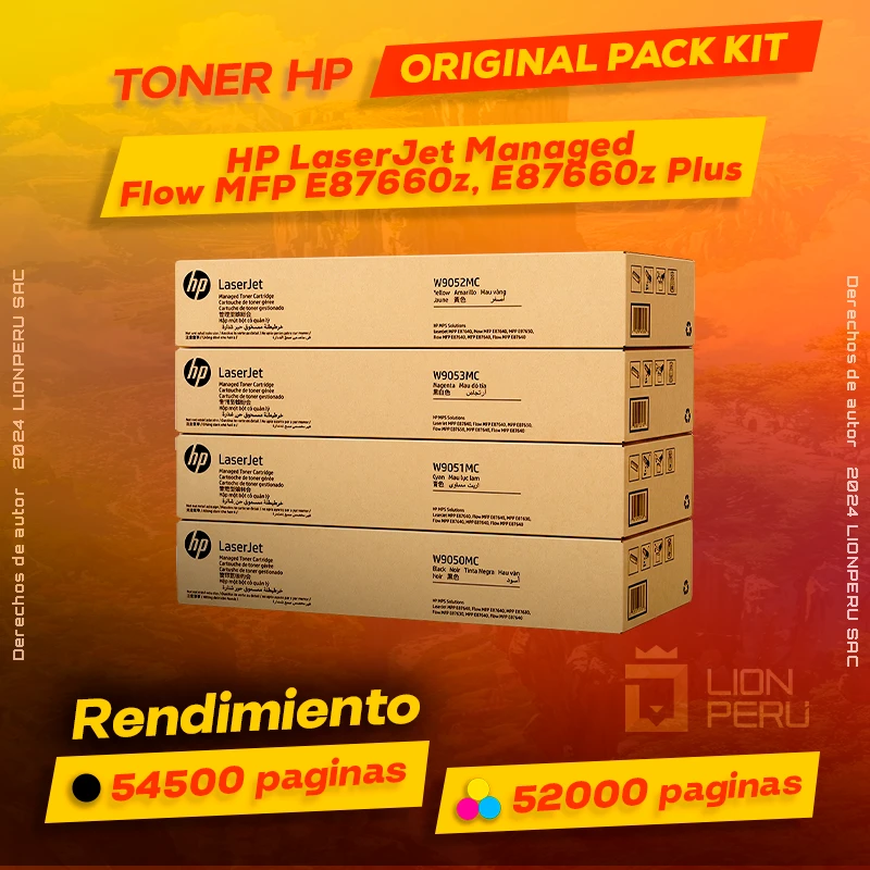 Toner HP Flow MFP E87660z, E87660z Plus LaserJet Managed Original CMYK