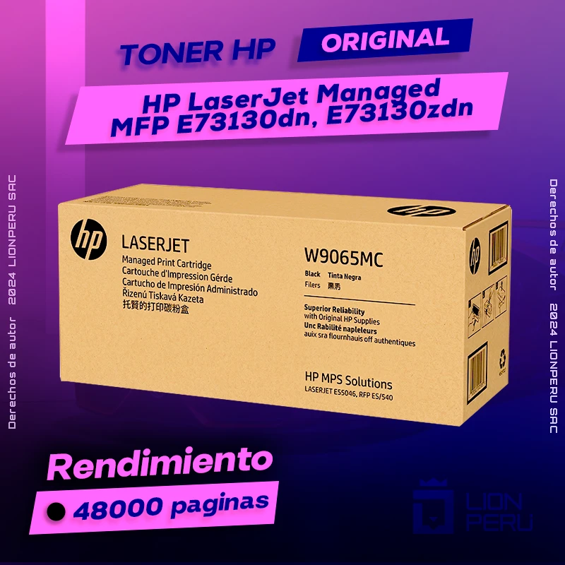 Toner HP MFP E73130dn, E73130zdn LaserJet Managed Original Negro
