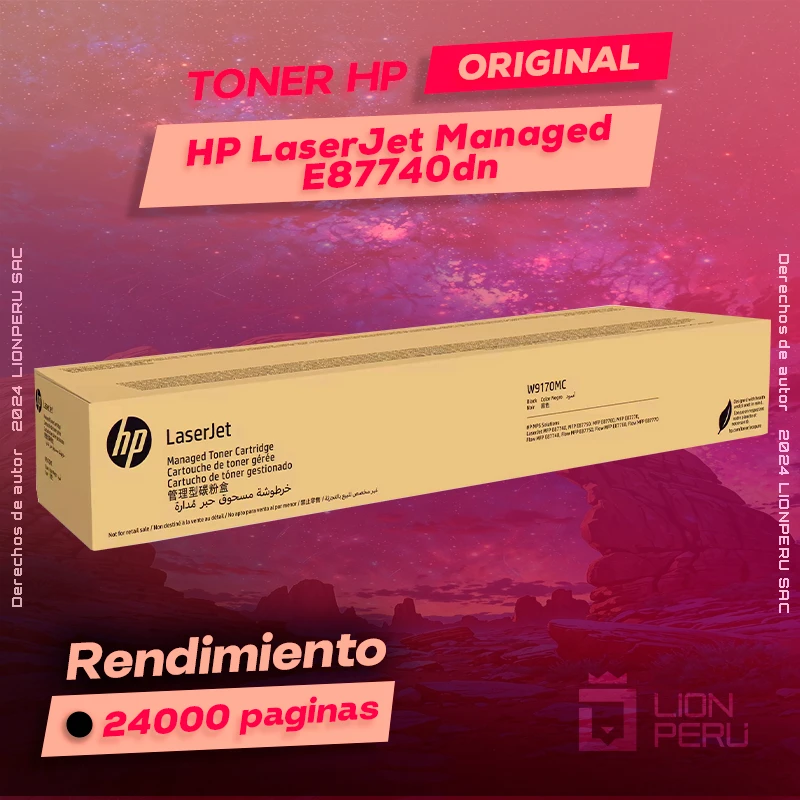 Toner HP E87740dn LaserJet Managed Original Negro