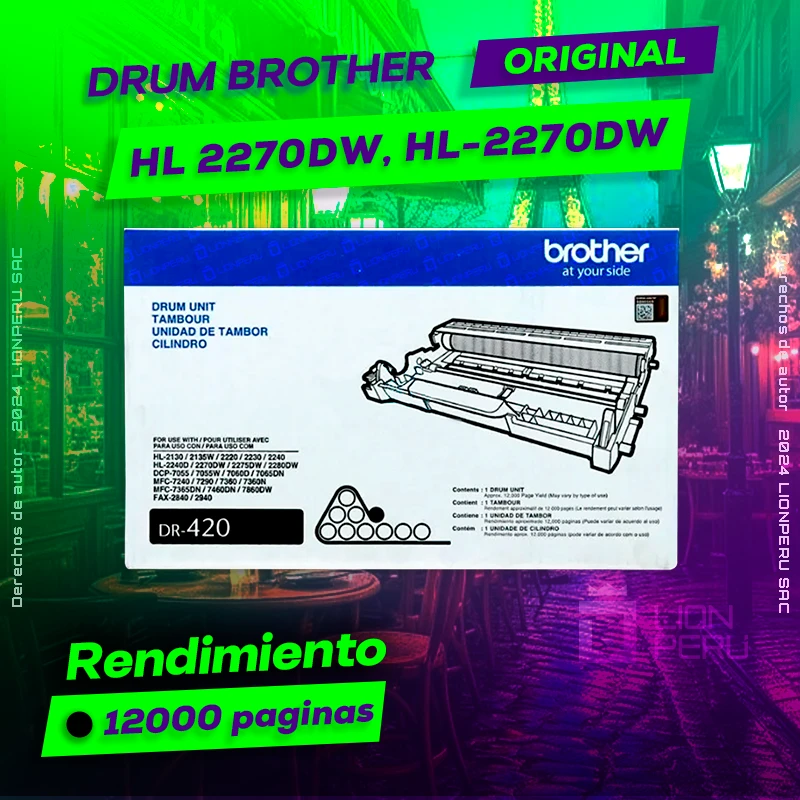 Drum Brother HL 2270DW, HL-2270DW Tambor Original, ofrece un rendimiento de Calidad a un super Precio, ingresa y consigue el tuyo… ¡¡YA!!