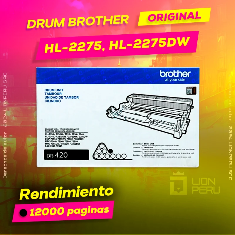 Drum Brother HL-2275, HL-2275DW Tambor Unidad Original, ofrece un rendimiento de Calidad a un super Precio, ingresa y consigue el tuyo… ¡¡YA!!