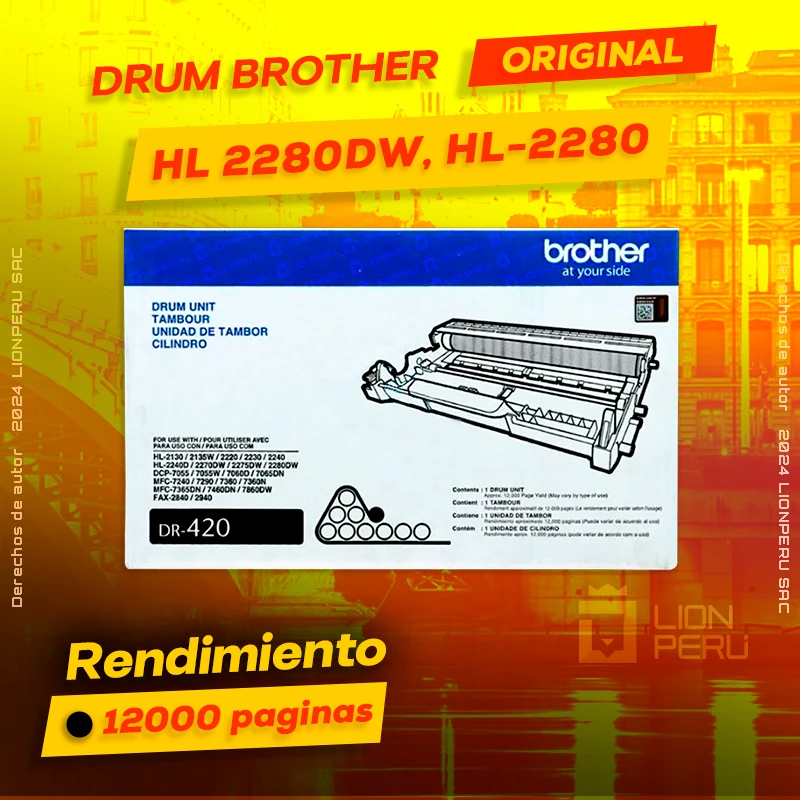 Drum Brother HL 2280DW, HL-2280 Tambor Unit Original, ofrece un rendimiento de Calidad a un super Precio, ingresa y consigue el tuyo… ¡¡YA!!