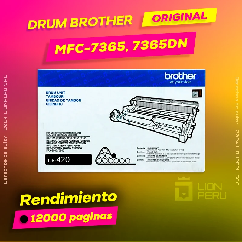 Drum Brother MFC-7365, 7365DN Tambor Unidad Original, ofrece un rendimiento de Calidad a un super Precio, ingresa y consigue el tuyo… ¡¡YA!!