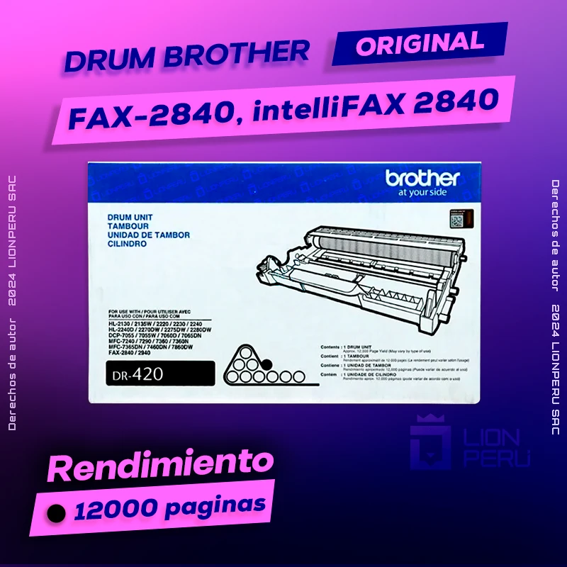 Drum Brother FAX-2840, intelliFAX 2840 Unit Original, ofrece un rendimiento de Calidad a un super Precio, ingresa y consigue el tuyo… ¡¡YA!!