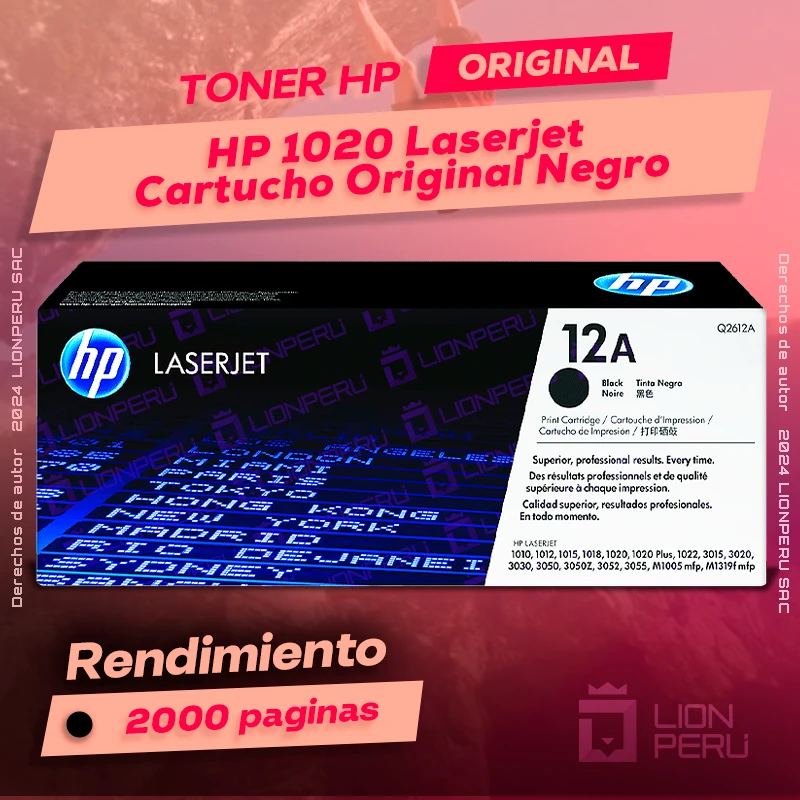 Toner HP 1020 Laserjet Cartucho Original Negro