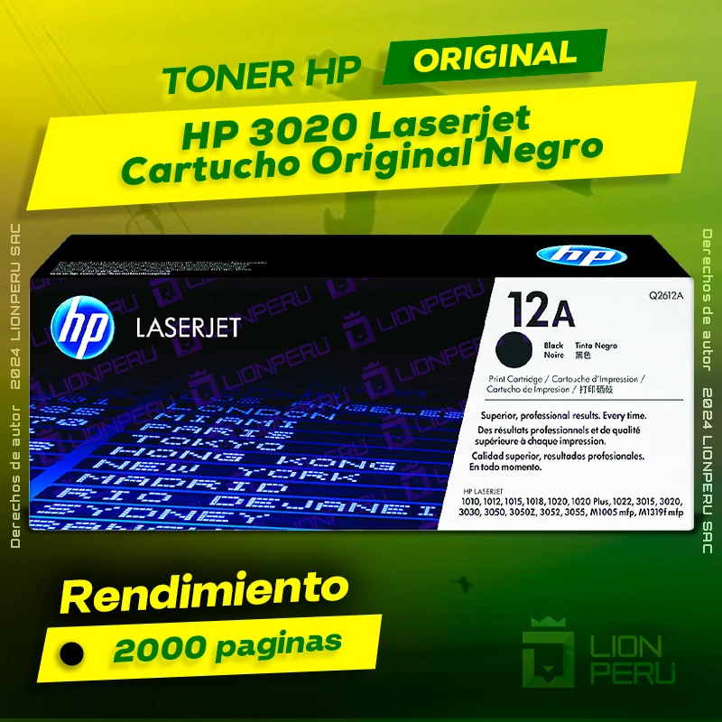 Toner HP 3020 Laserjet Cartucho Original Negro