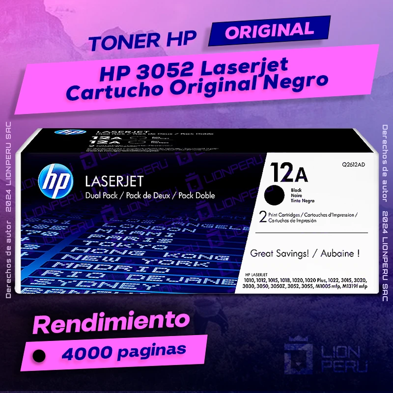 Toner HP 3052 Laserjet Cartucho Original Negro
