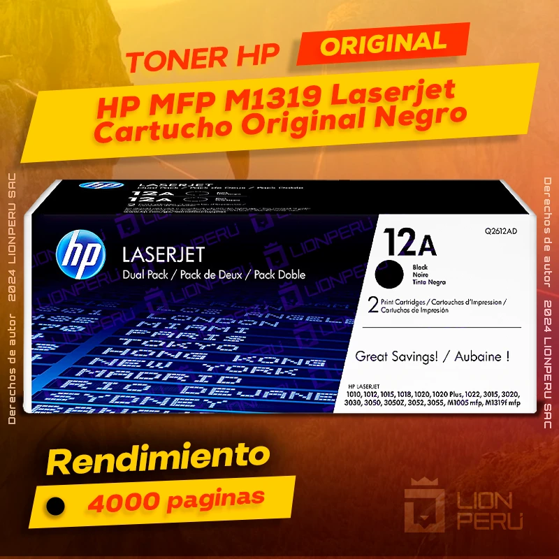 Toner HP MFP M1319 Laserjet Cartucho Original Negro