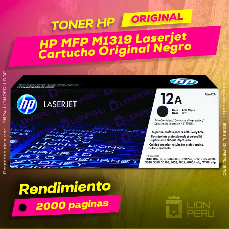 Toner HP MFP M1319 Laserjet Cartucho Original Negro
