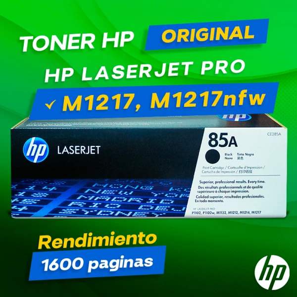 Toner HP M1217, m1217nfw LaserJet MFP Original Cartucho Negro que ofrece un rendimiento de 1600 páginas de impresión en color Black, Mejor Precio.