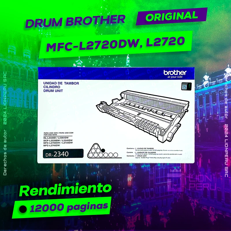 Drum Brother MFC-L2720DW, L2720 Tambor Unidad Original, ofrece un rendimiento de Calidad a un super Precio, ingresa y consigue el tuyo… ¡¡YA!!
