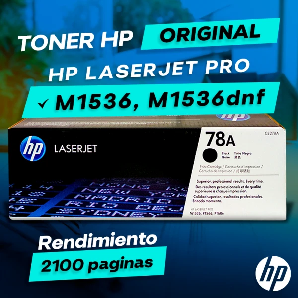 Toner HP M1536, M1536dnf LaserJet MFP Original Cartucho Negro que ofrece un 🚀 rendimiento de 1600 páginas de impresión en color Black, Mejor Precio.