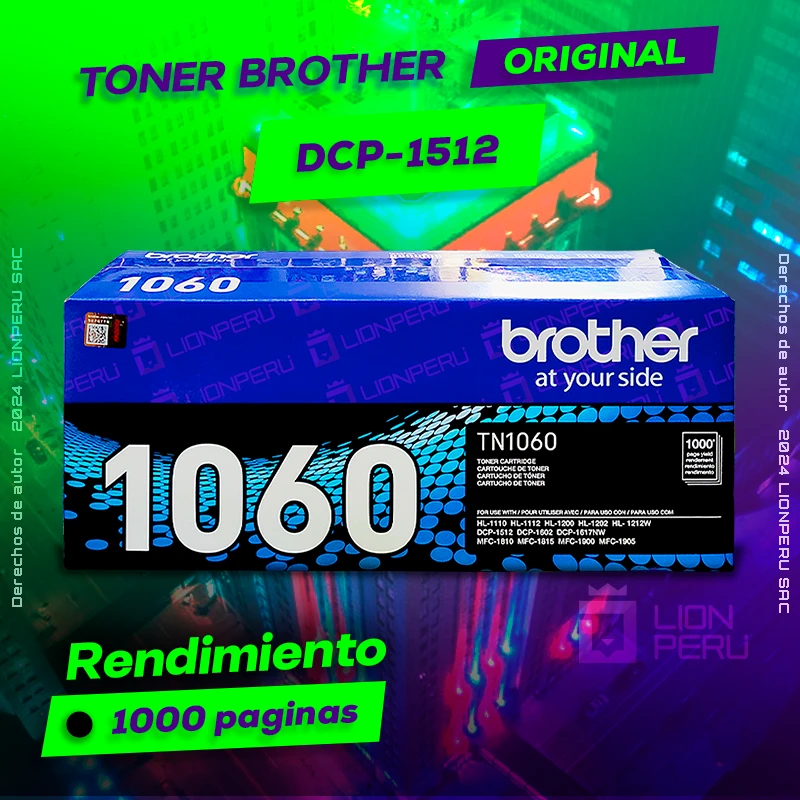 Toner Brother DCP 1512, DCP-1512 for cartucho Laser Original negro, ofrece un rendimiento de Calidad a un super Precio, consigue el tuyo… ¡¡YA!!