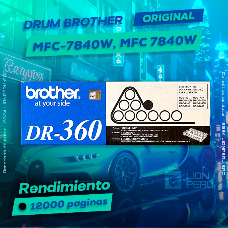 Drum Brother MFC-7840W, MFC 7840W Tambor Unit Original, ofrece un rendimiento de Calidad a un super Precio