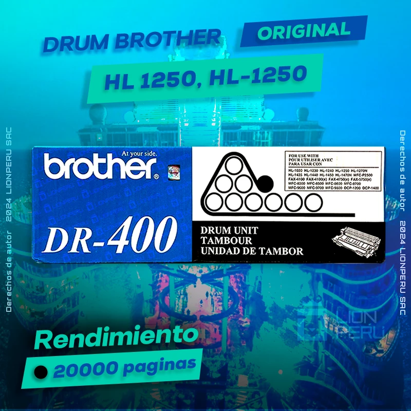 Drum Brother HL 1250, HL-1250 Tambor Unit Original, ofrece un rendimiento de Calidad a un super Precio