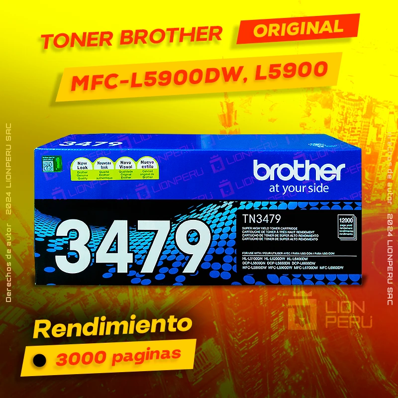 Toner Brother L5900, MFC L5900dw, Laser Alta Capacidad
