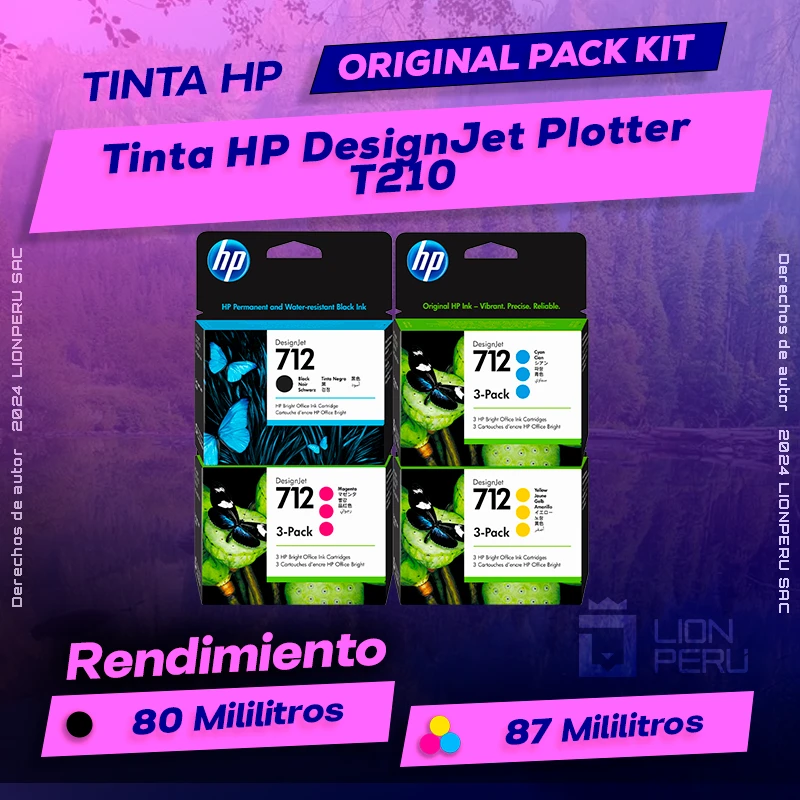 Tinta HP T210 DesignJet Plotter Cartucho Original