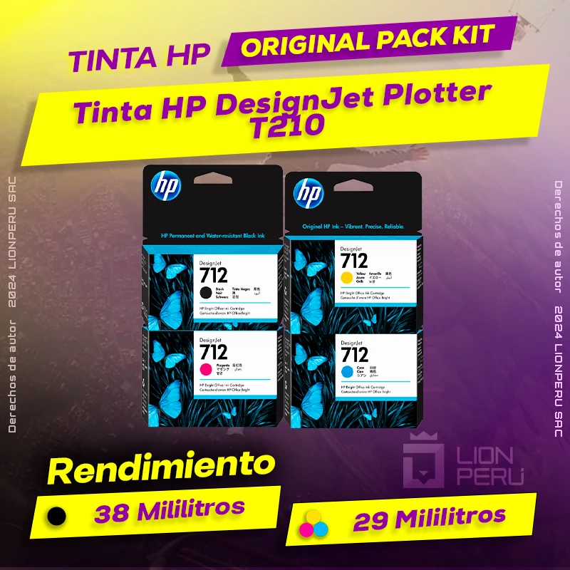 Tinta HP T210 DesignJet Plotter Cartucho Original