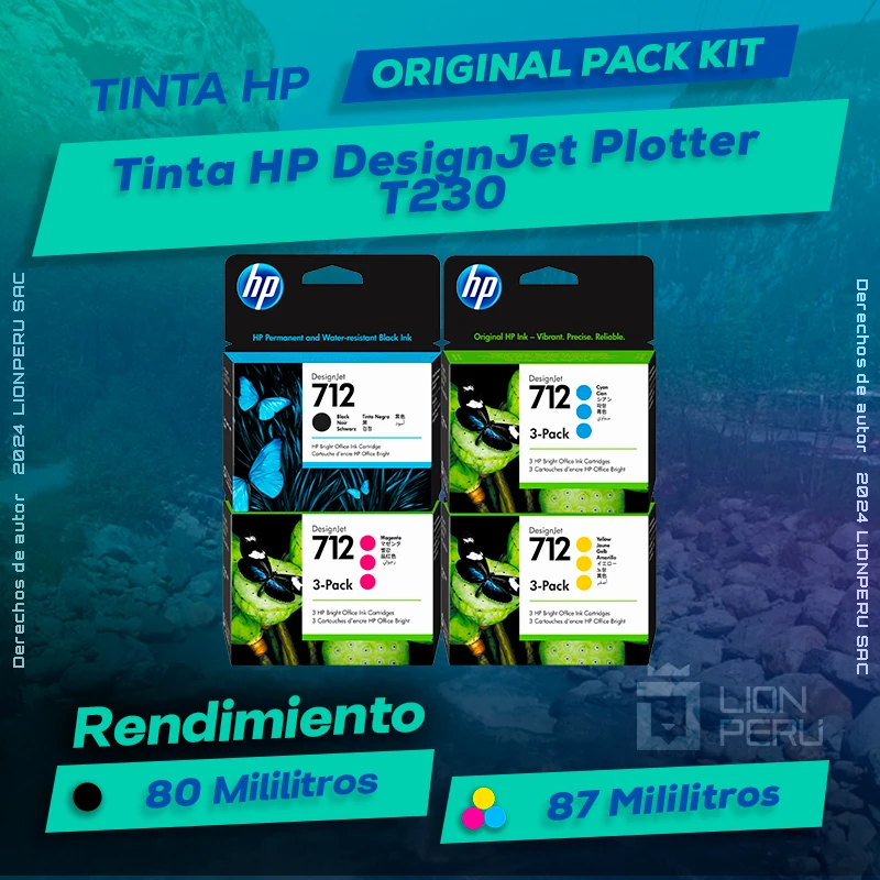 Tinta HP T230 DesignJet Plotter Cartucho Original