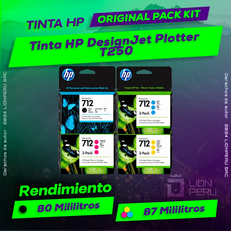 Tinta HP T250 DesignJet Plotter Cartucho Original
