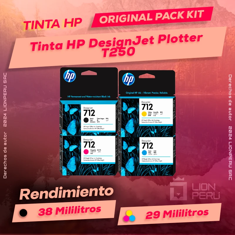 Tinta HP T250 DesignJet Plotter Cartucho Original