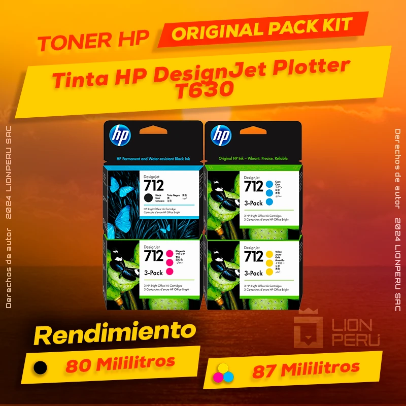 Tinta HP T630 DesignJet Plotter Cartucho Original