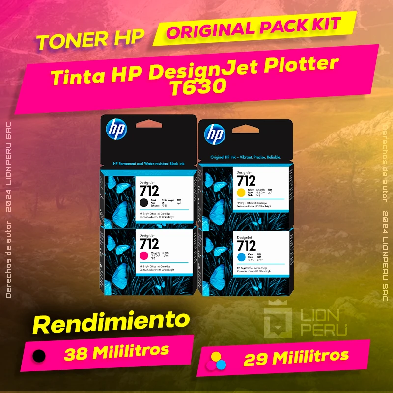Tinta HP T630 DesignJet Plotter Cartucho Original