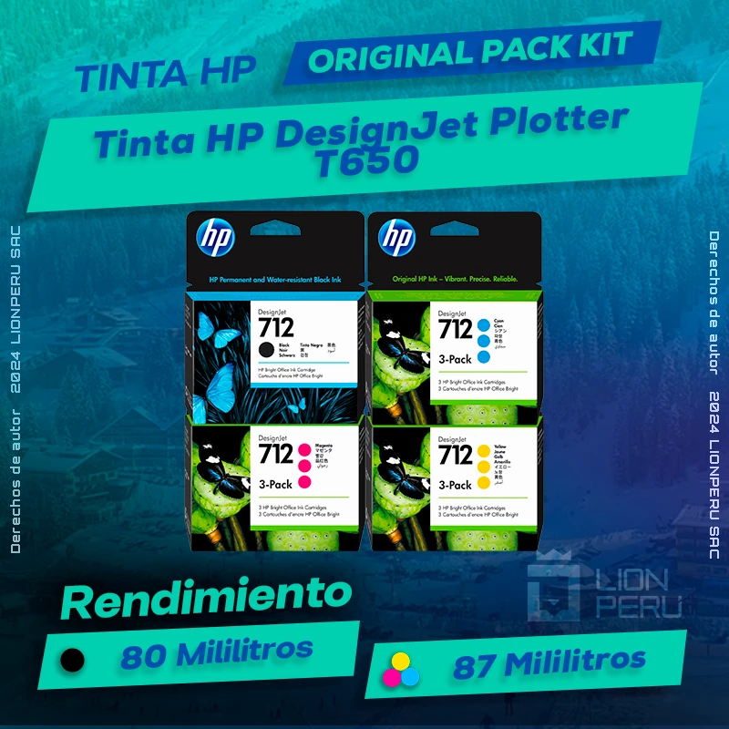 Tinta HP T650 DesignJet Plotter Cartucho Original
