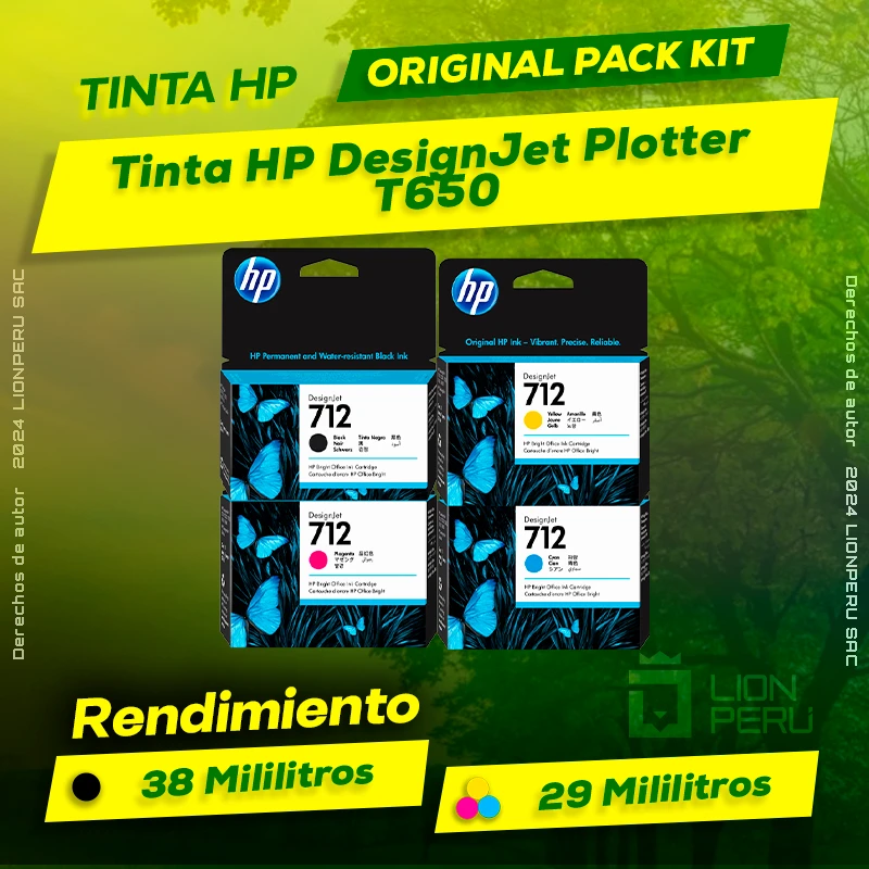 Tinta HP T650 DesignJet Plotter Cartucho Original