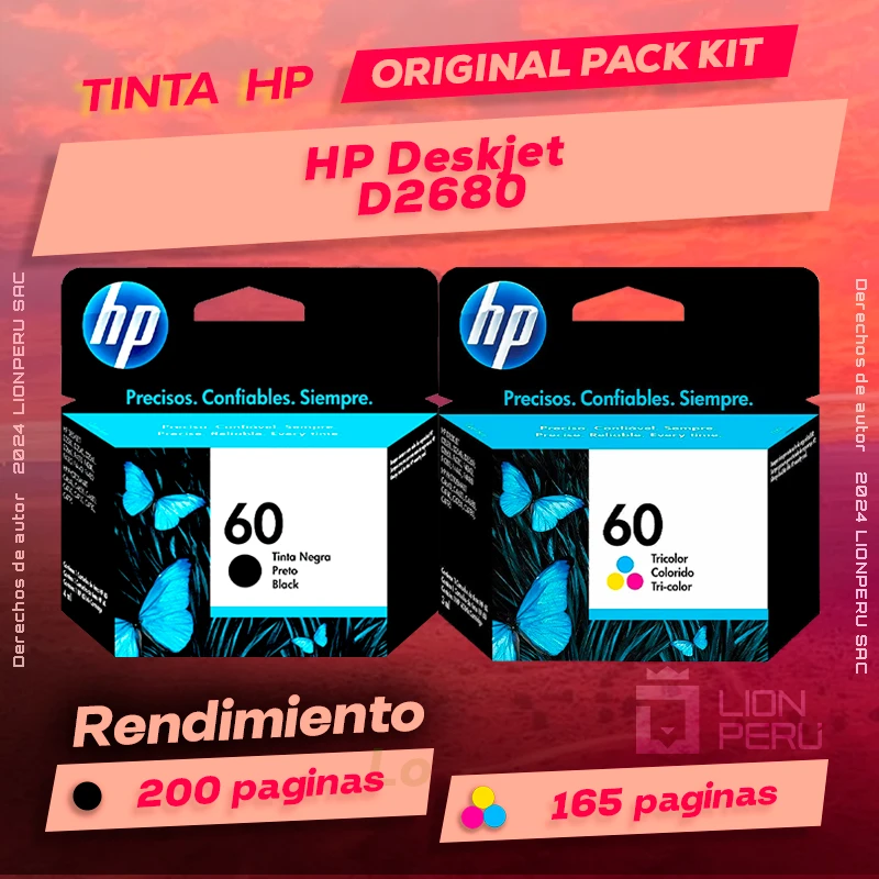 Tinta HP D2680 Deskjet Inkjet Cartucho Original