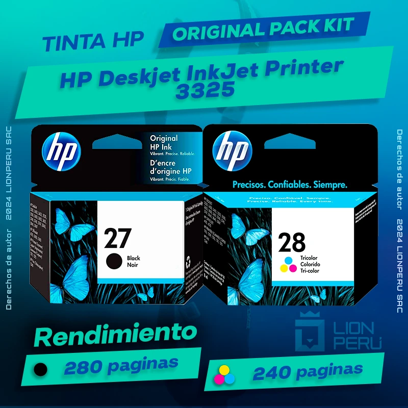 Tinta HP 3325 Deskjet InkJet Printer Cartucho Original