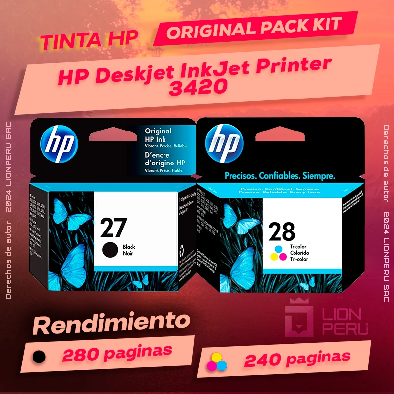 Tinta HP 3420 Deskjet InkJet Printer Cartucho Original