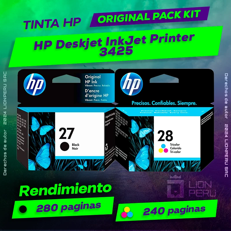 Tinta HP 3425 Deskjet InkJet Printer Cartucho Original