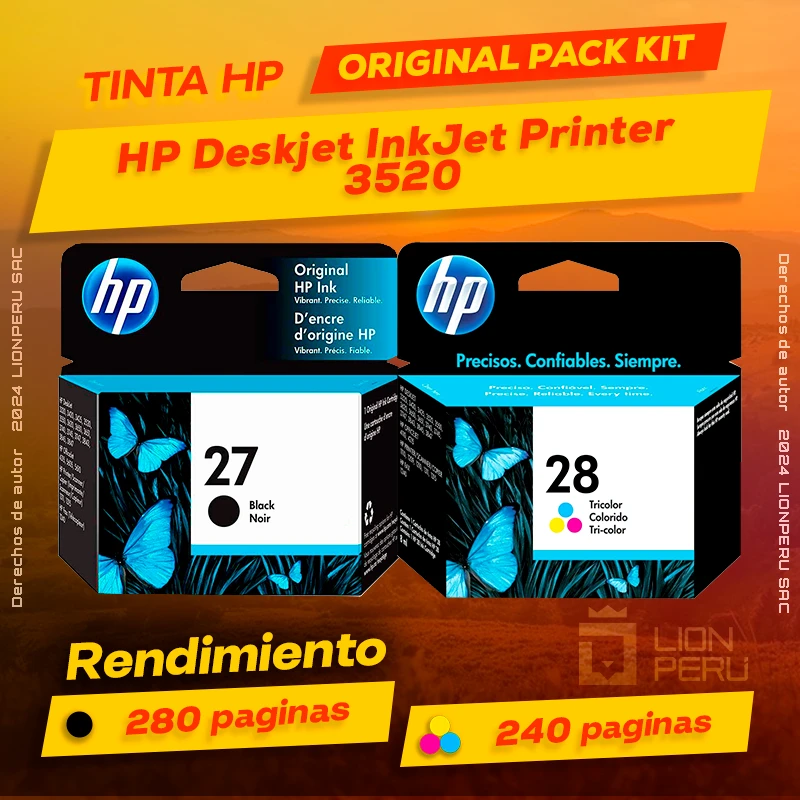 Tinta HP 3520 Deskjet InkJet Printer Cartucho Original