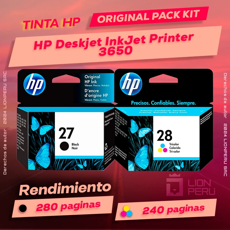 Tinta HP 3650 Deskjet InkJet Printer Cartucho Original