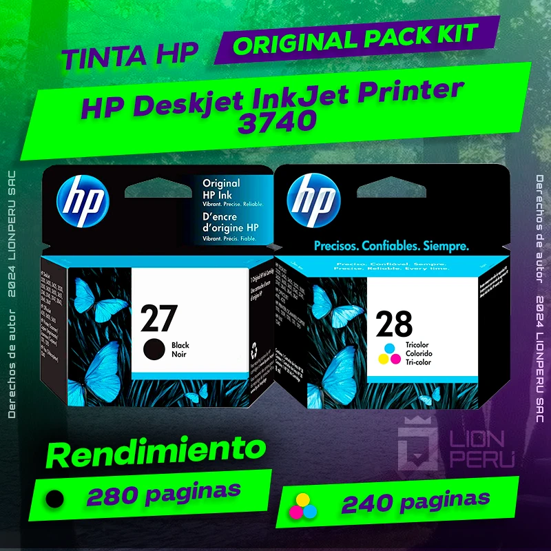 Tinta HP 3740 Deskjet InkJet Printer Cartucho Original
