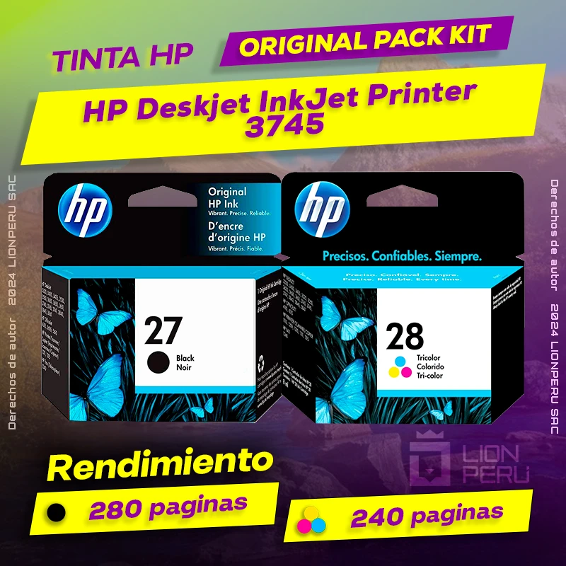 Tinta HP 3745 Deskjet InkJet Printer Cartucho Original