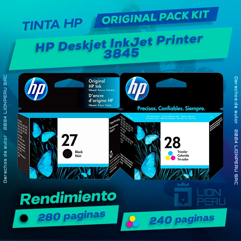 Tinta HP 3845 Deskjet InkJet Printer Cartucho Original