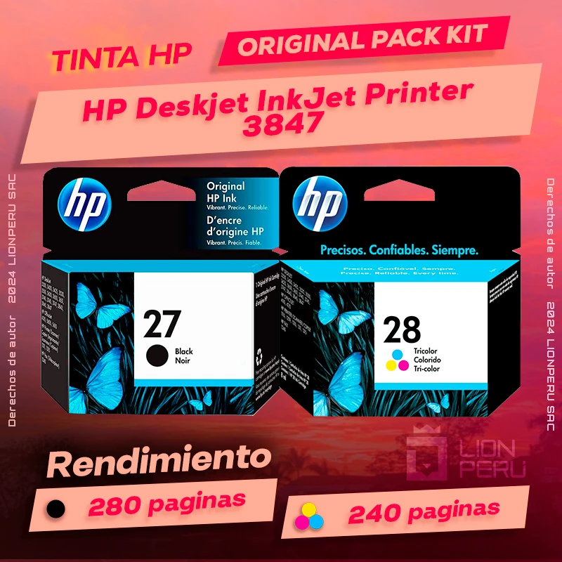 Tinta HP 3847 Deskjet InkJet Printer Cartucho Original