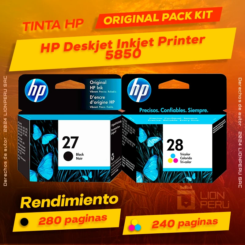 Tinta HP 5850 Deskjet InkJet Printer Cartucho Original