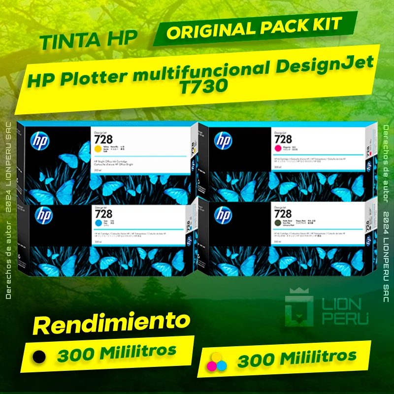 Tinta HP T730 Plotter multifuncional DesignJet Original