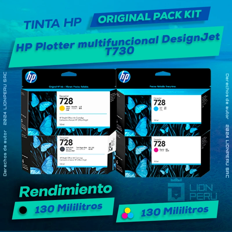 Tinta HP T730 Plotter multifuncional DesignJet Original