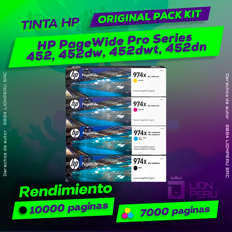 Tinta HP Series 452, 452dw, 452dwt, 452dn PageWide Pro