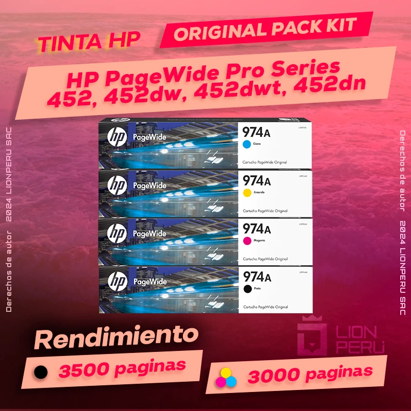 Tinta HP Series 452, 452dw, 452dwt, 452dn PageWide Pro