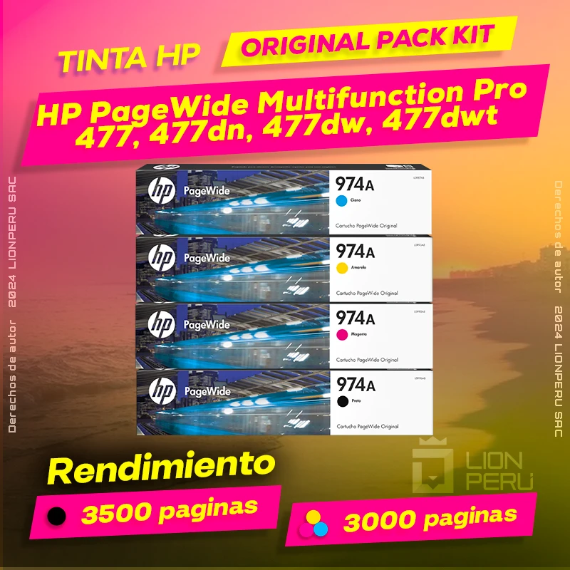 Tinta HP 477, 477dn, 477dw, 477dwt PageWide MFP Pro