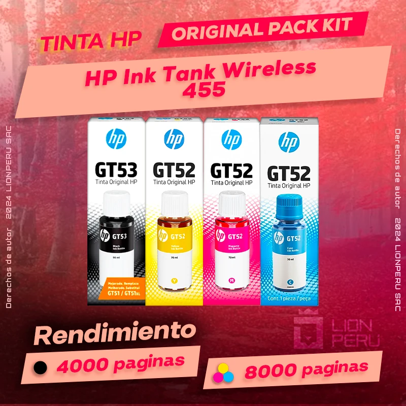 Tinta HP 455 Ink Tank Wireless Botella Original
