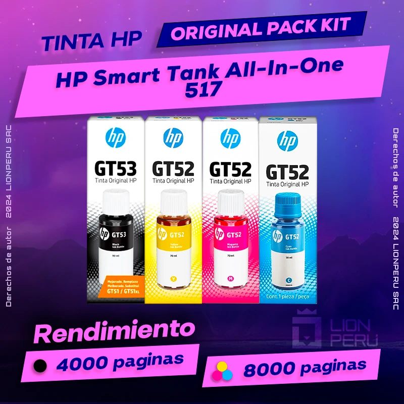 Tinta HP 517 Smart Tank All-In-One Botella Original